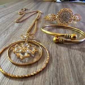 Bundle Gold Tone 2 bracelets 1 necklace